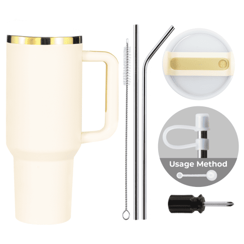 xTool Cream White to Gold Stainless Steel Tumbler size